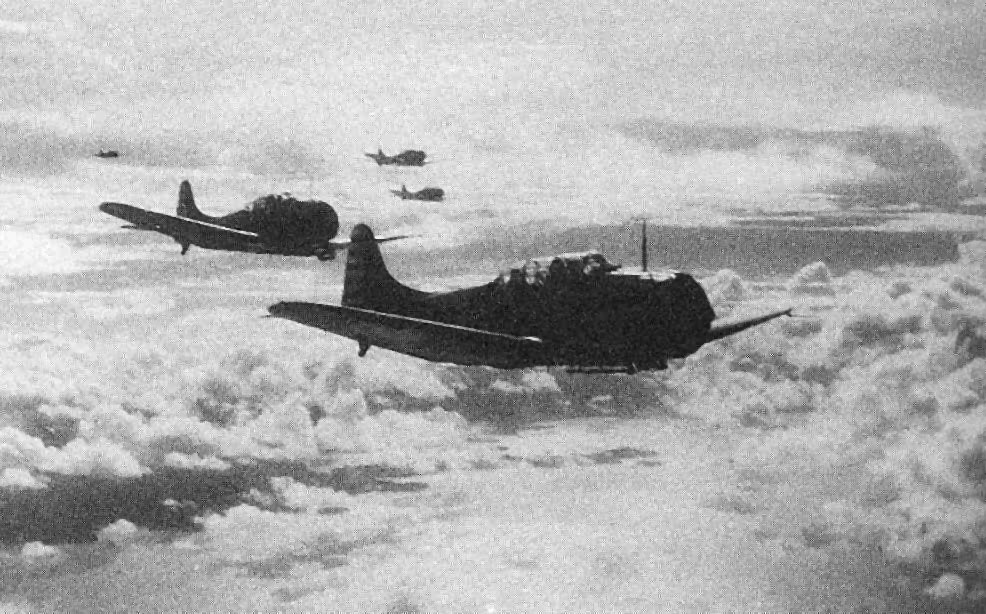 Yorktown SBDs return home following the Tulagi raid