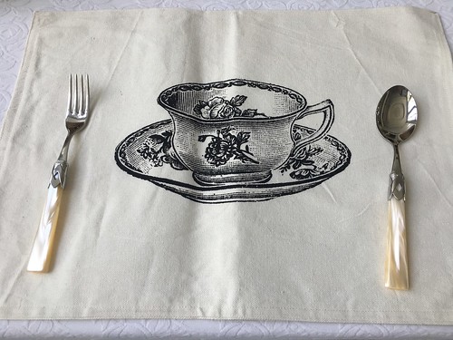 placemat,  spoon and fork