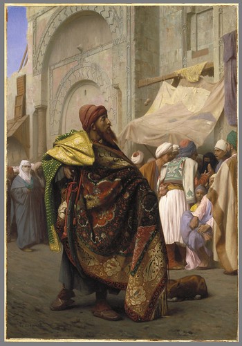 Jean-Léon Gérôme (French, 1824–1904). The Carpet Merchant of Cairo, 1869. Oil on canvas, 31 7/8 x 22 in. (81 x 55.9 cm). Brooklyn Museum, Gift of Joseph Gluck, 74.208. (Photo: Brooklyn Museum). From French Moderns Say Bonjour at San Antonio's McNay Museum