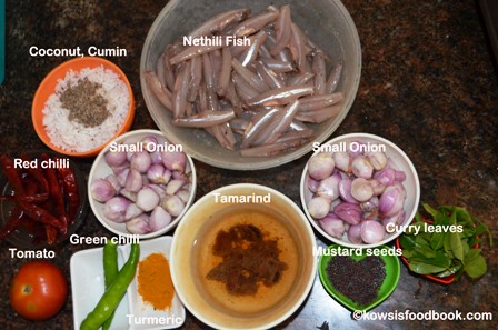ingredients for anchovy fish curry