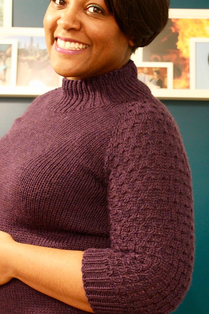 Textured sleeve sweater