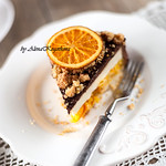 Chocolate&Vanilla Creme Brulee Cake with Sweet Oranges