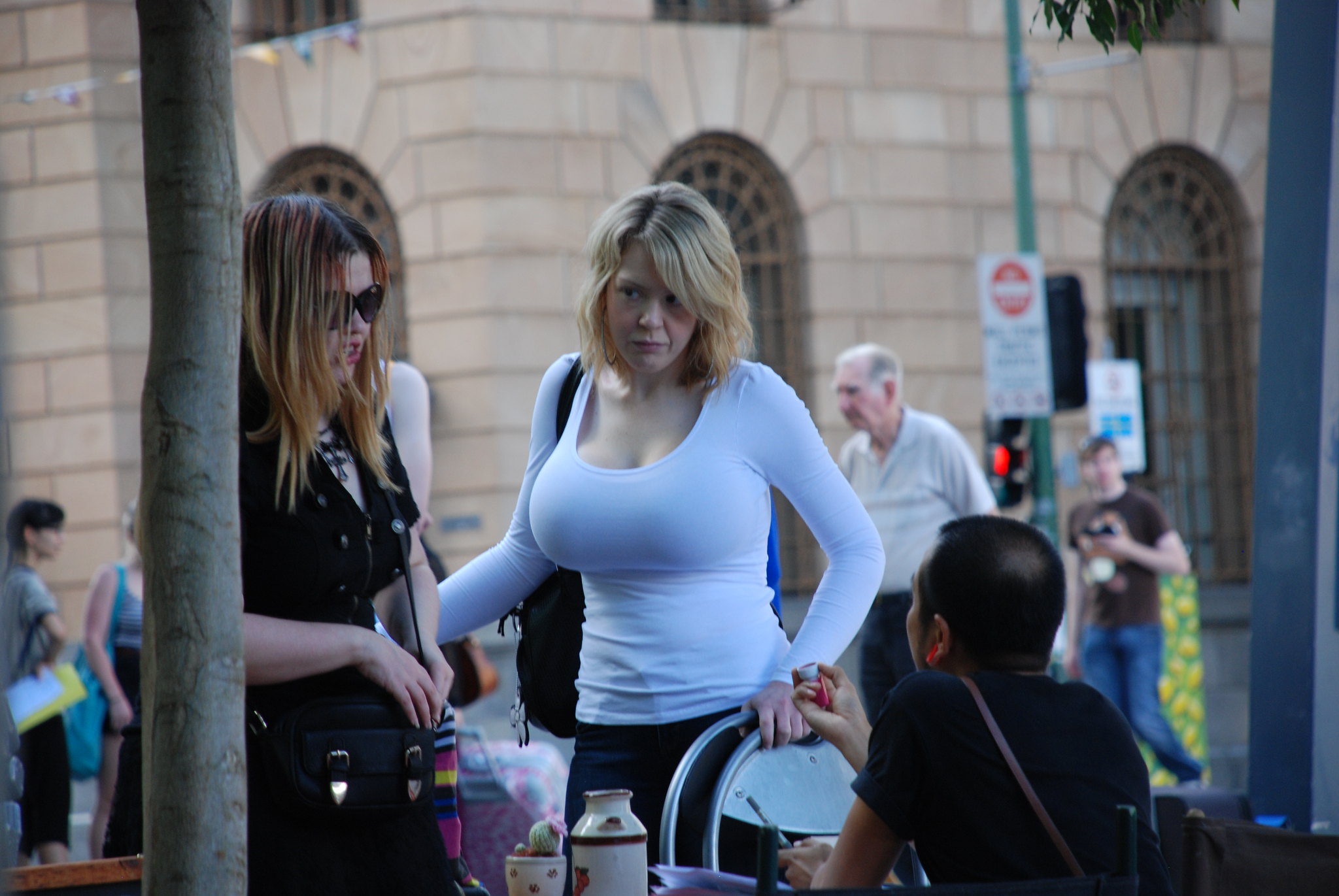 More related candid busty women in public.