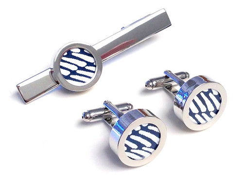 Japanese Paper Cufflinks and Tie Bar by Paper Anniversary