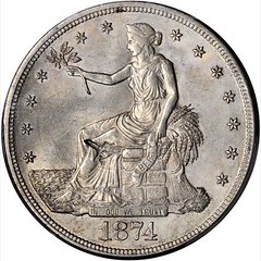 Chopmarked 1874-S Trade Dollar obverse