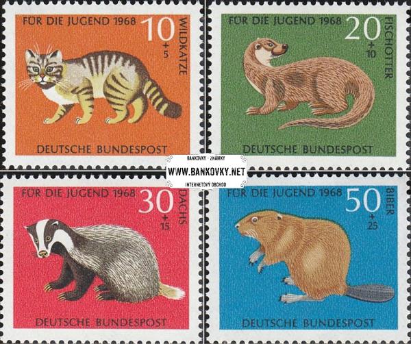 ZnámkyZápadné Nemecko 1968 Ohrozené zvieratá, razítkovaná séria
