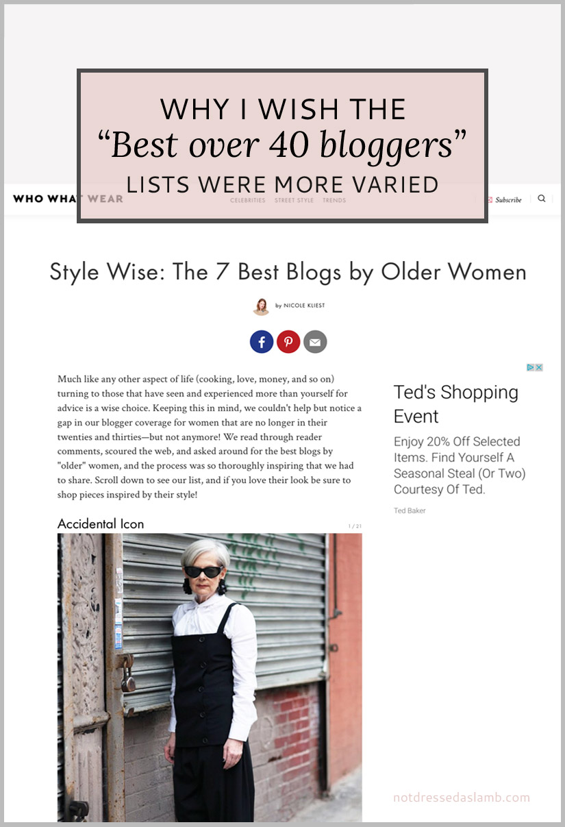 Why I Wish the "Best Over 40 Bloggers" Lists Were More Varied | Not Dressed As Lamb