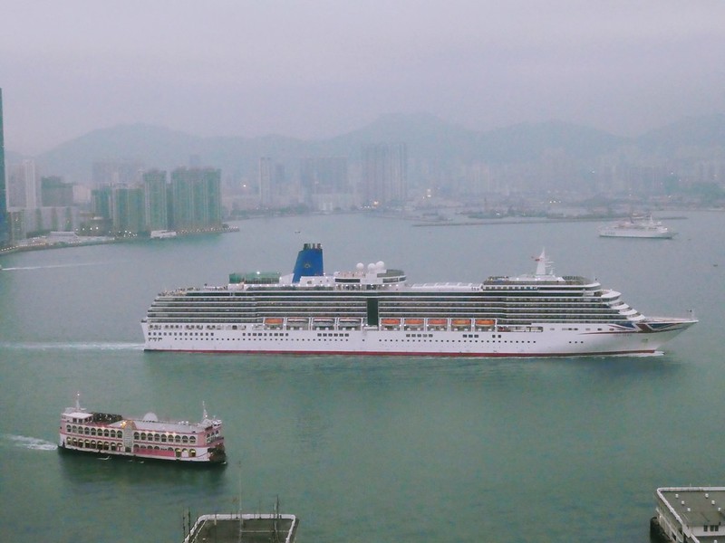 P & O Cruise liner Arcadia passing our hotel in North Point