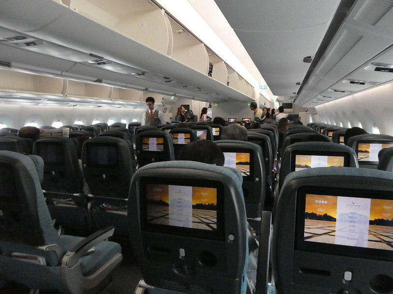 On board the A350-900 airliner to Taipei