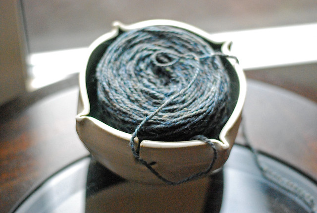 Yarn bowl of irieknit's Peace Fleece yarn for mittens
