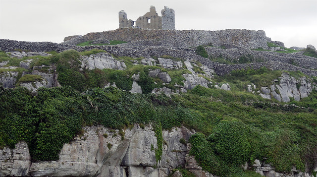 The Aran Island of Inisheer in Ireland has more rocks than just about any other place I've been to, and just about everything there is made of rocks: Castle ruin with fences7545