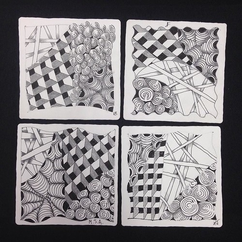 "Introduction to Zentangle" class tiles