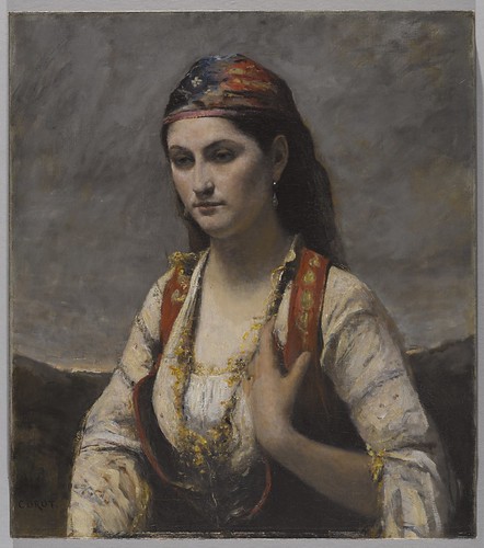 Jean-Baptiste-Camille Corot (French, 1796–1875). The Young Woman of Albano, 1872. Oil on canvas, 29 3/16 x 25 13/16 in. (74.1 x 65.6 cm). Brooklyn Museum, Gift of Mrs. Horace O. Havemeyer, 42.196. (Photo: Sarah DeSantis, Brooklyn Museum). From French Moderns Say Bonjour at San Antonio's McNay Museum