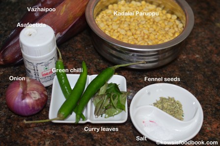 Ingredients for banana flower vada