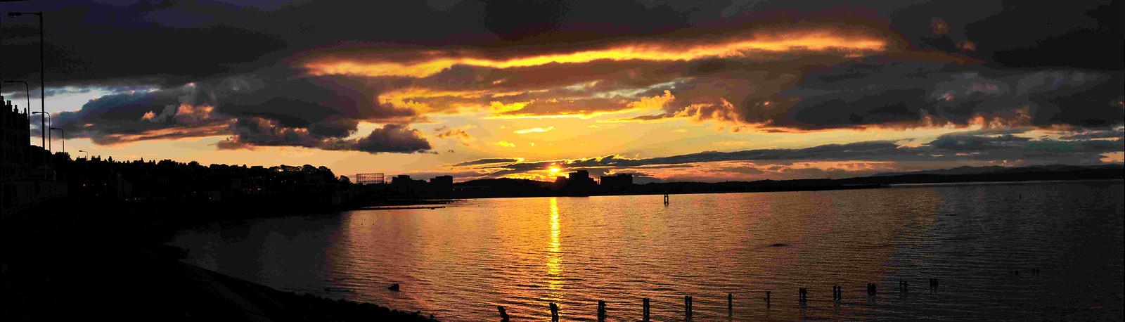 panorama - sunset from Newhaven Harbour, looking toward Granton Harbour