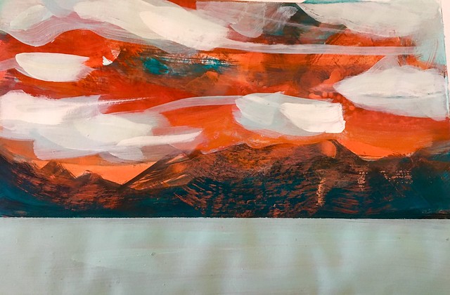 Copper mountain sunset series, study. Acrylic on paper.