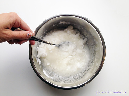 Mixing sugar facial scrub ingredients