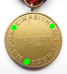 1938 German Sudetenland Medal reverse