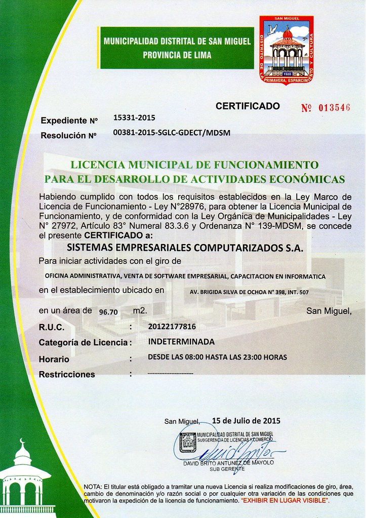 El Certificado De Defensa Civil Licencia Municipal De Funcionamiento