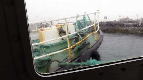 Rainy view out the window of our ferry to the Aran Island of Inisheer, the Queen of Aran