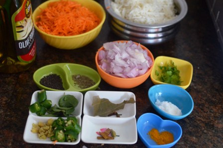 Ingredients for carrot rice