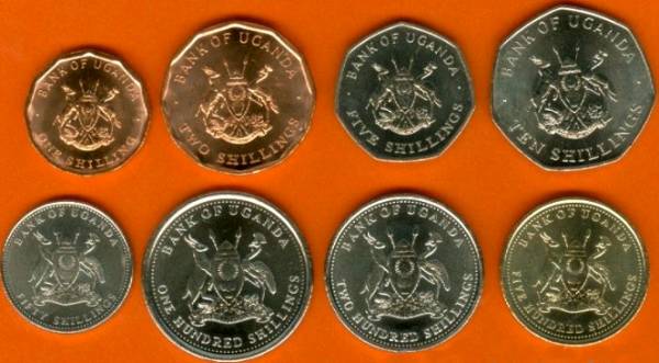 Uganda 1-2-5-10-50-100-200-500 Shillings 1987-2008 UNC