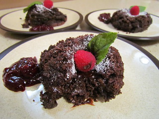 Chocolate Molten Lava Cakes with Raspberry Sauce