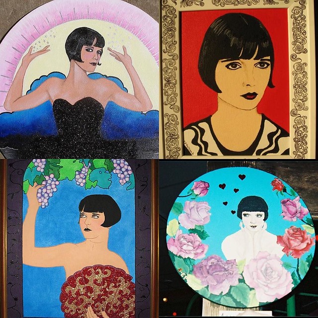 The subject of my first mini painting is Louise Brooks, of course! I've painted her 4 times and I'm not bored yet. (top left is still for sale, btw)