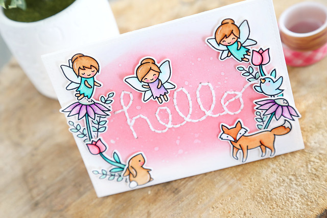 Embroidered hello and Year Seven (Lawn Fawn inspiration week)