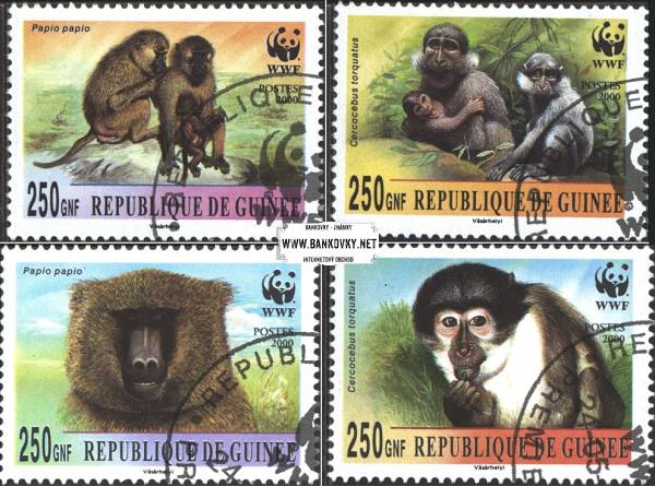 Známky Guinea 2000 Opice, razítkovaná séria