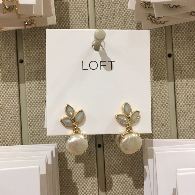  LOFT Pearlized Leaf Drop Earrings