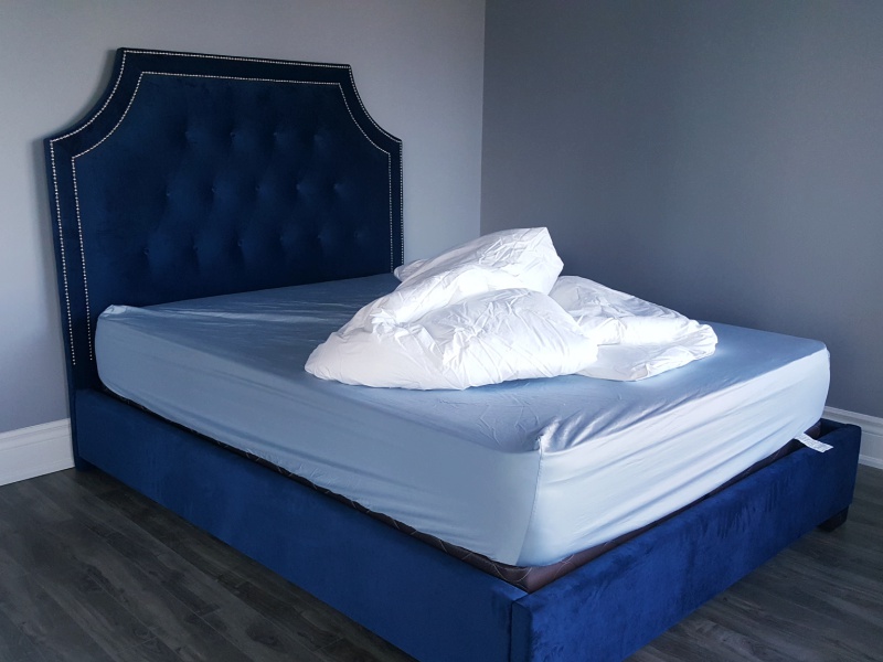 blue velvet plush bed