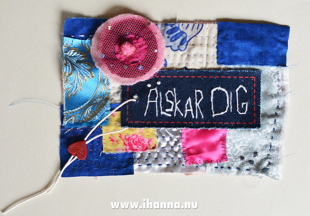 Fabric Postcard: Blue Swedish Love by iHanna, Sweden #textilecollage