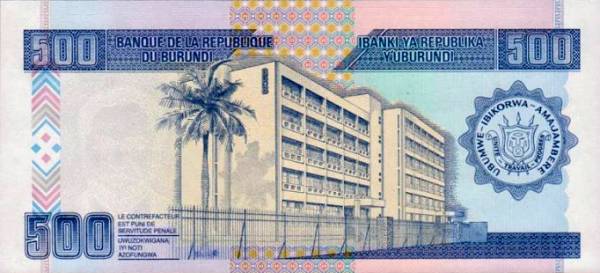 500 burundských frankov Burundi 1995, P37A