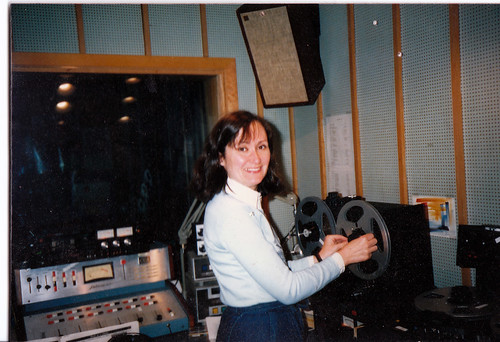 Laura producing For the Birds at KUMD in the 80s.