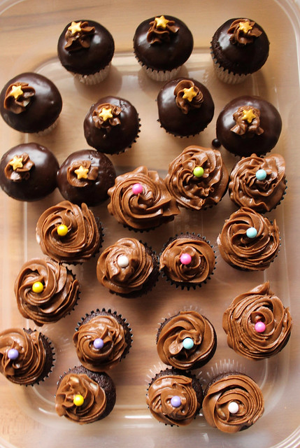 Mini Devil's Food Cupcakes with Mocha Frosting