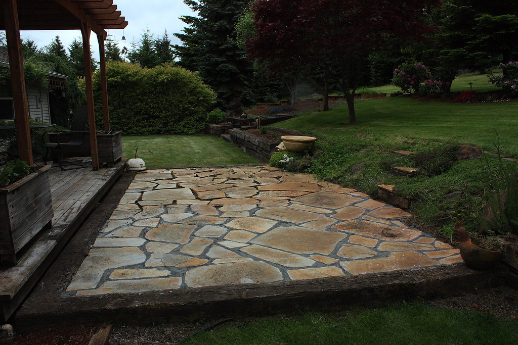 Grouting the flagstone patio | Can't stand fighting the ...