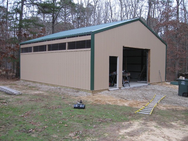 32x40x16 DIY Pole Barn | The skylight wall panels are 