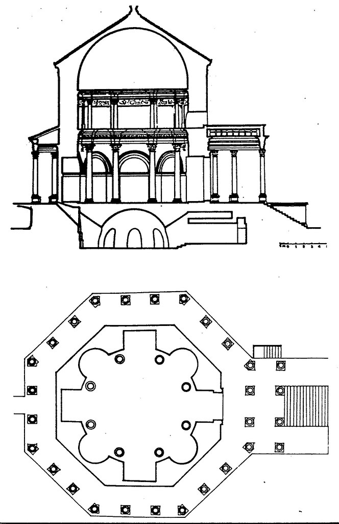 169-SEVERAN DYNASTY-(193AD TO 476AD)-FALL: Plan & section of Octagonal ...