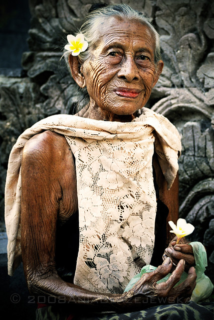 Indonesia, Bali Portrait Of A Beautiful Elderly Balinese -3206