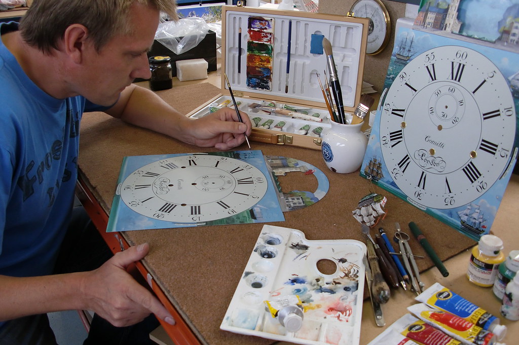Longcase Clock, Face Painting Artist hand painting the dec… Flickr