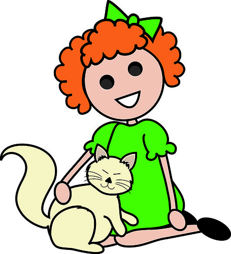 clipart girl with cat - photo #5