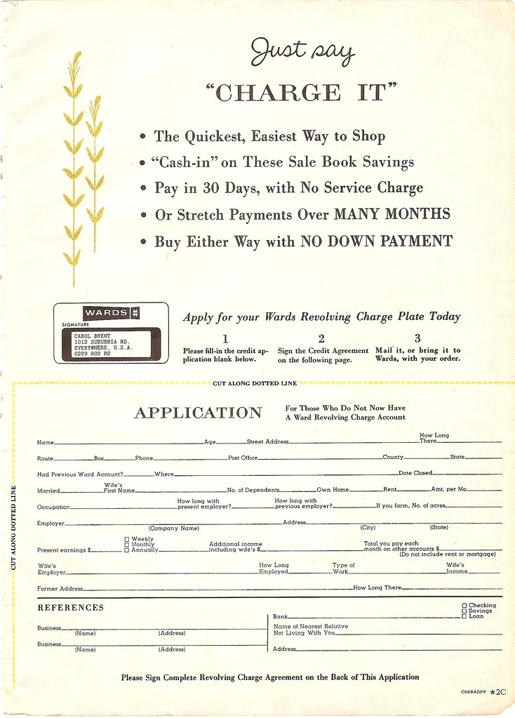 montgomery ward 1961 credit card application apply for
