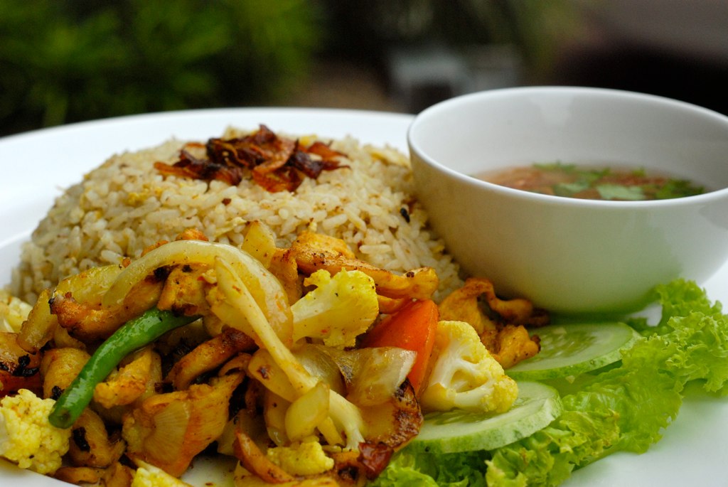 Delicious Nasi  Goreng Ayam  Kunyit  cooked to perfection 