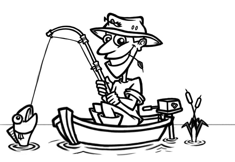 Cartoon fisherman in boat | Coghill Cartooning | Flickr