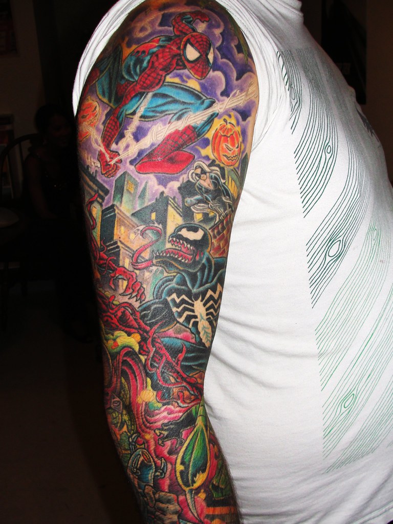 Spiderman Tat 1 | Best Spiderman sleeve tattoo ever. Austin,… | 4ELEVEN