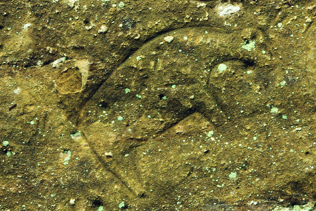 Petroglyph in rock at the cave at Indian Cave State Park, Nebraska