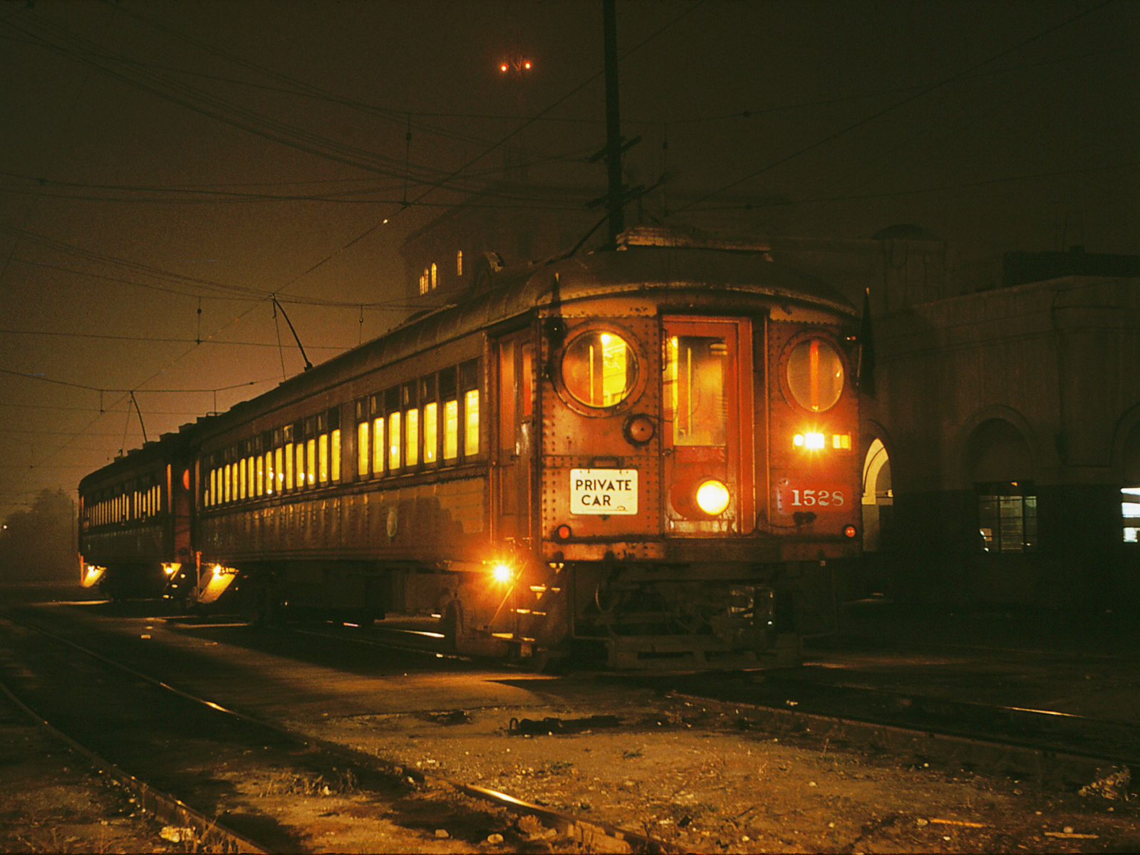 Pacific Electric Railway Car 1528 - photograph by Alan Weeks - December 8, 1958