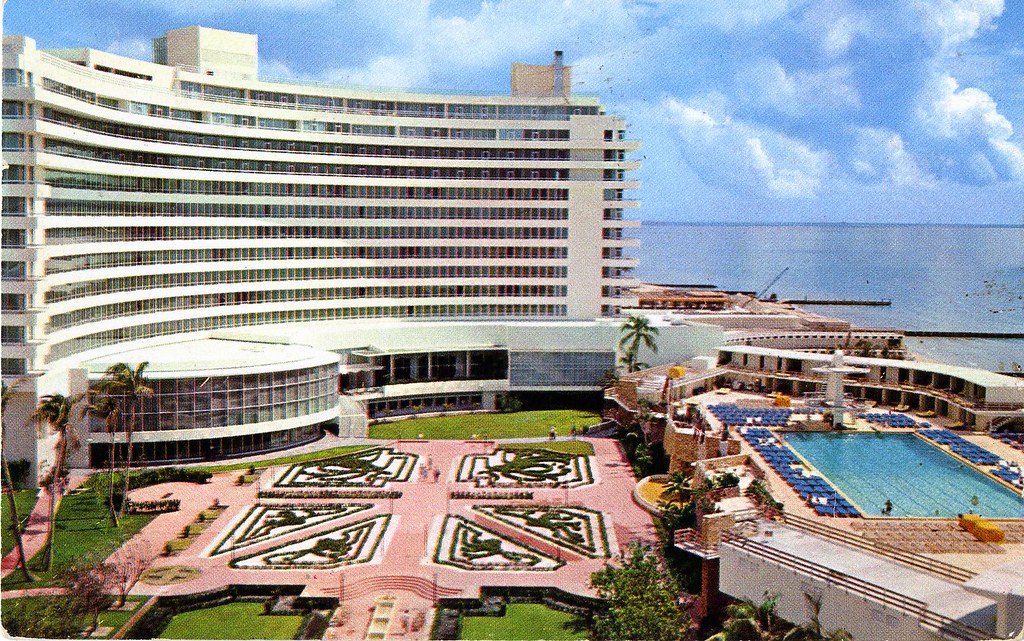 fontainebleau hotel miami beach fl 1957 | postmarked 1957
