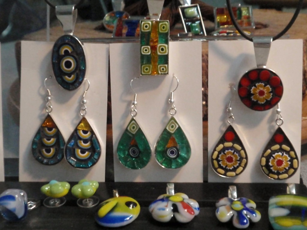 Mini Mosaic & Fused Glass Jewelry | We're setting up for our… | Flickr